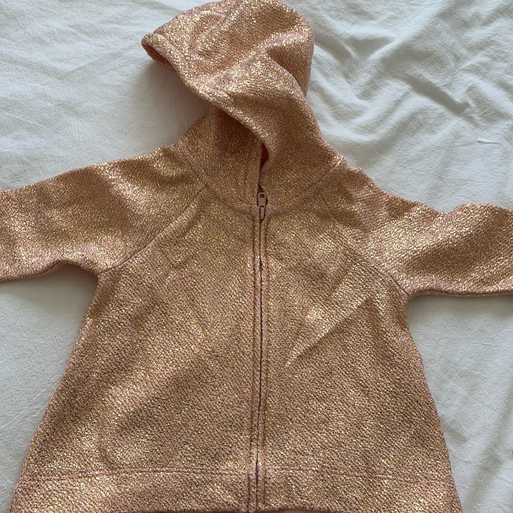 Gold & Pink zippered hoodie 6-9 months